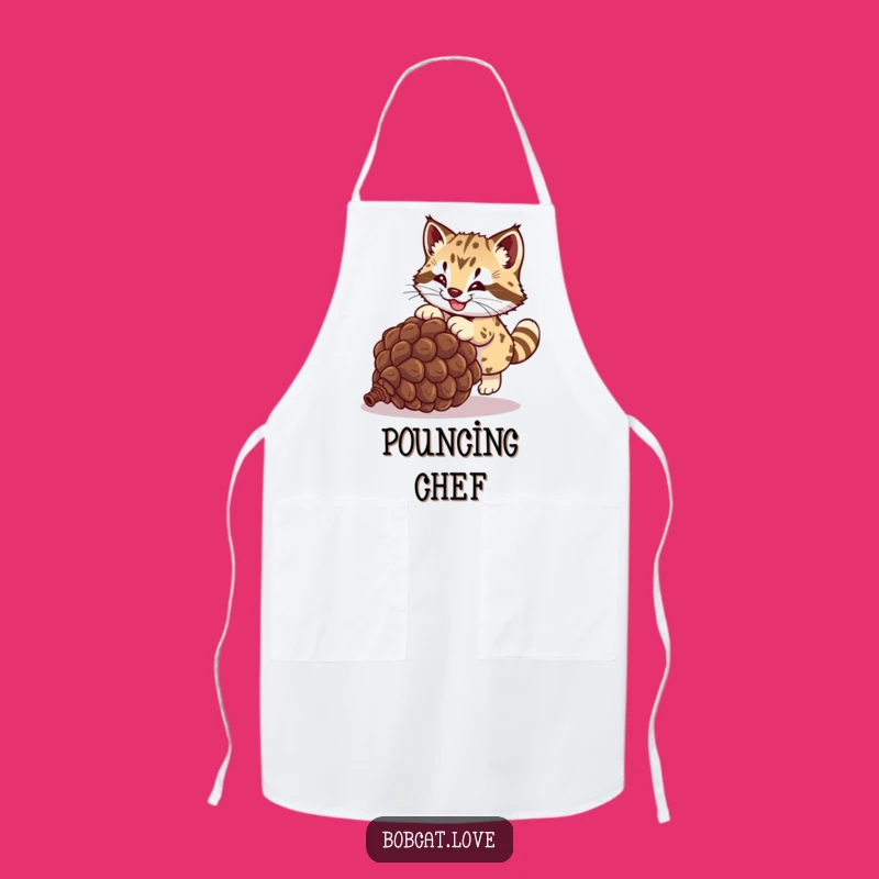 Funny Bobcat Pinecone Pounce Apron: Hilarious Kitchen Style for Chef Fun