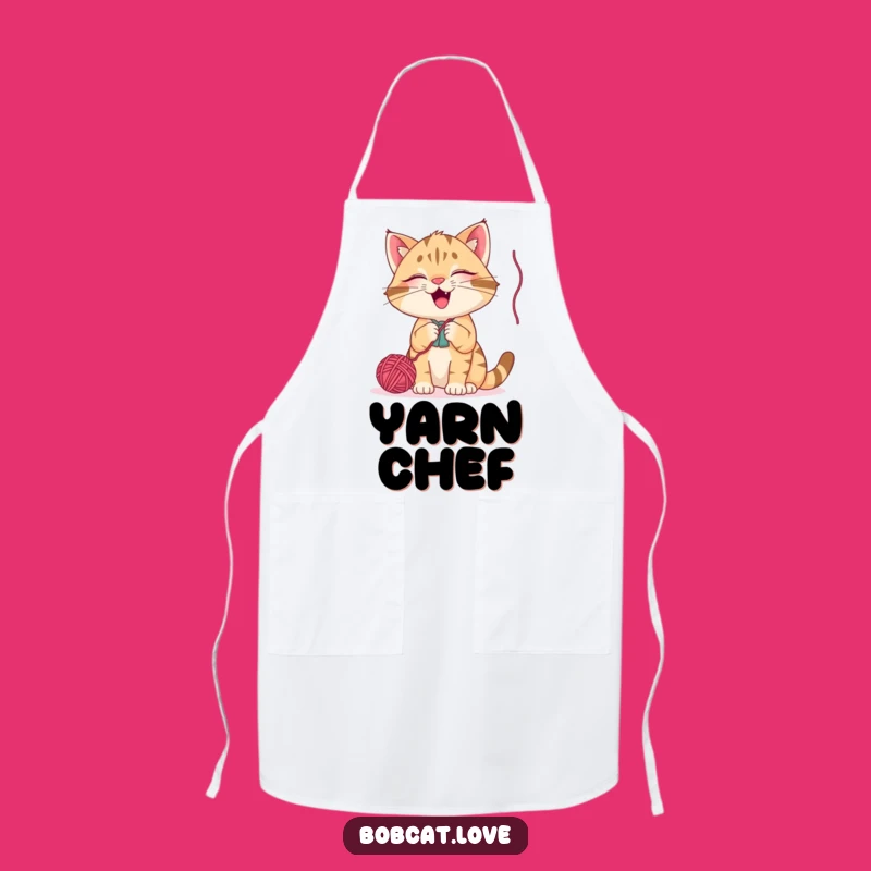 Funny Bobcat Yarn Ball Apron: Hilarious Kitchen Style for Playful Cooks