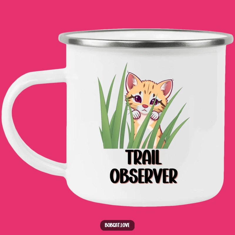 Funny Curious Bobcat Camping Mug - Your Adventure Buddy with a Wild Peek