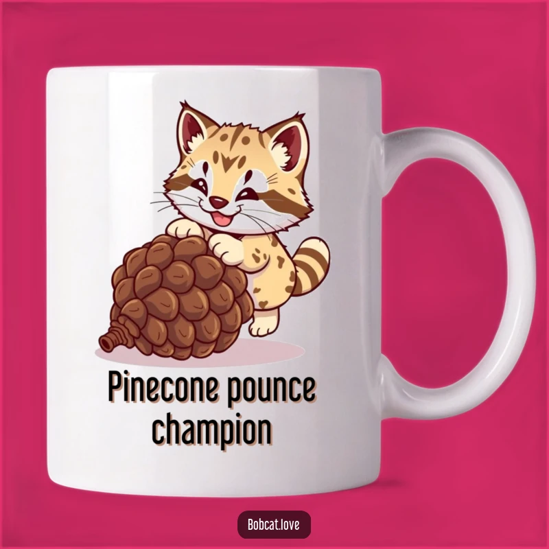 Funny Bobcat Pinecone Pounce Mug: A Hilarious Wildlife Gift for Cat Lovers