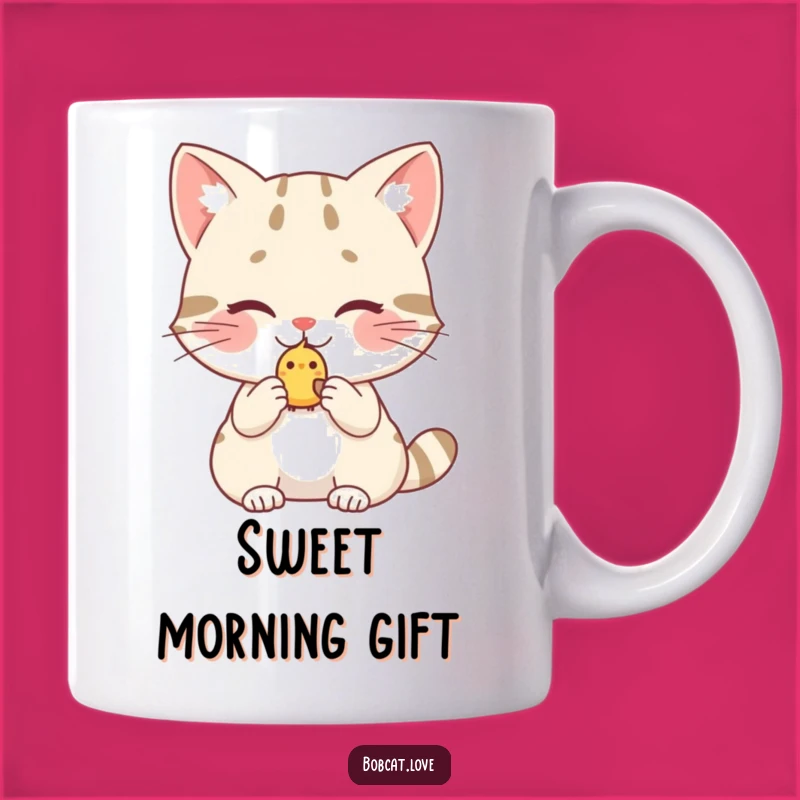 Funny Bobcat Birdy Offering Mug: Sweet and Hilarious Gift for Kind Souls
