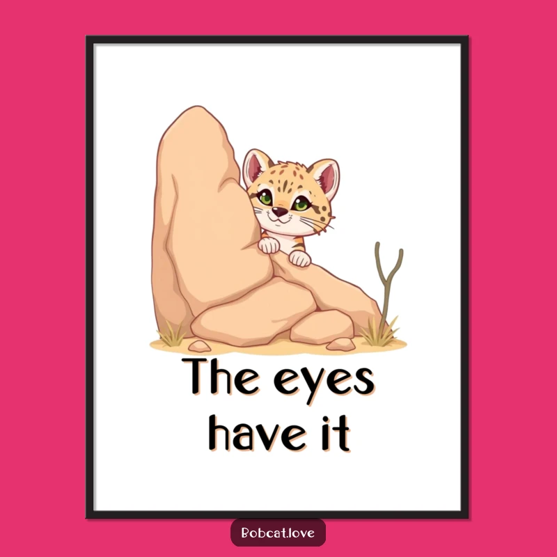 Funny Bobcat Digital Art: Printable Desert Wildlife Decor, Unique Funny Gift for Art Lovers