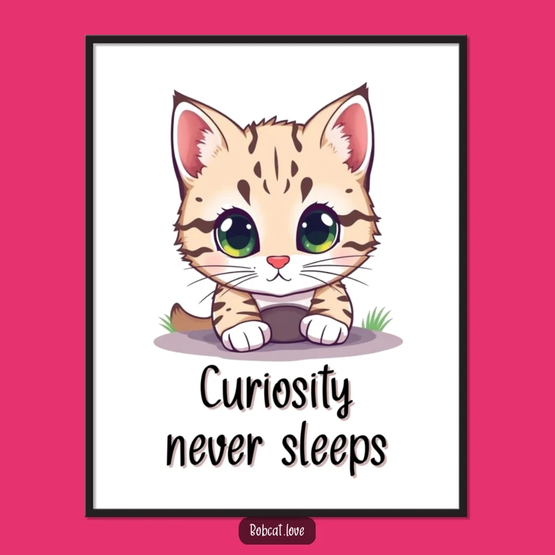 Funny Curious Bobcat Digital Art - Instant Intriguing Download for Your Walls