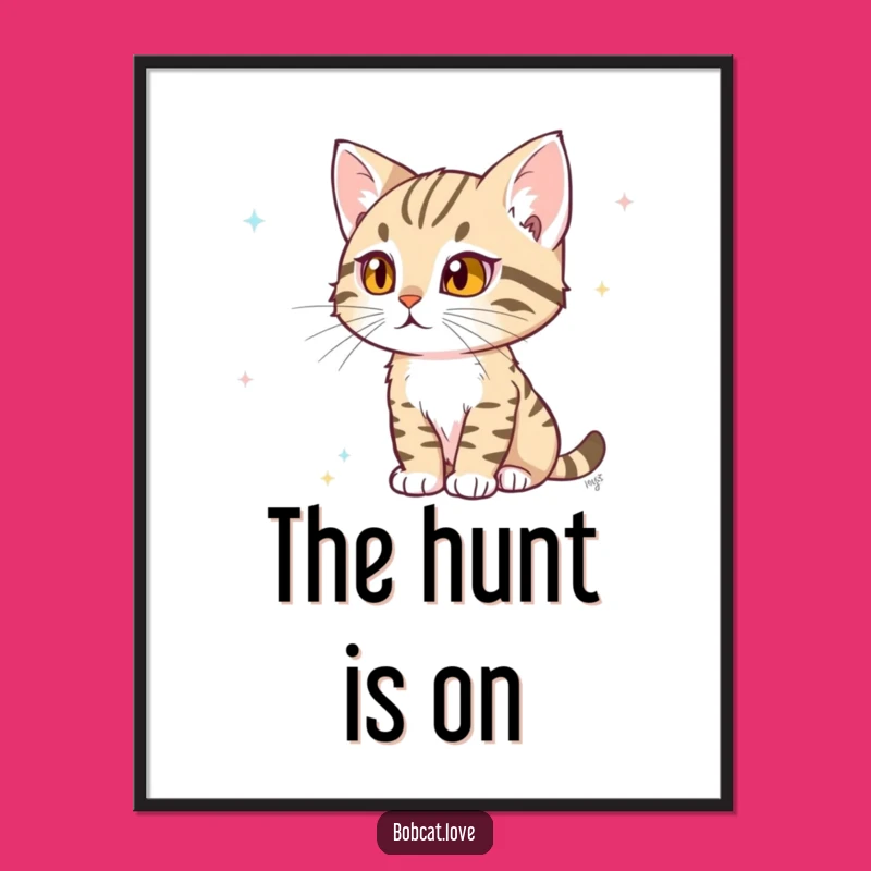Funny Determined Bobcat Digital Art: Printable Focus Decor, Unique Funny Gift for Art Lovers