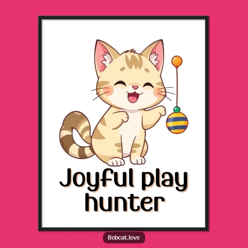 Funny Cheerful Bobcat Digital Art - Instant Playful Download for Joyful Decor