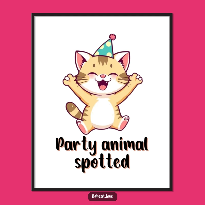 Funny Bobcat Party Digital Art - Instant Hilarious Download for Festive Decor