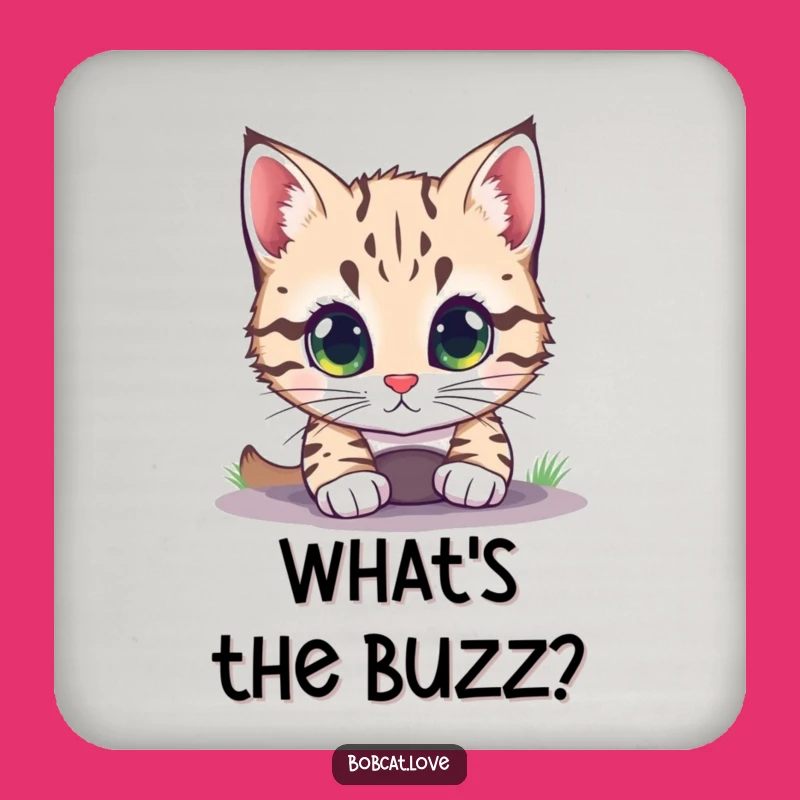 Funny Curious Bobcat Coaster Set - Protect Surfaces with Intriguing Feline Art