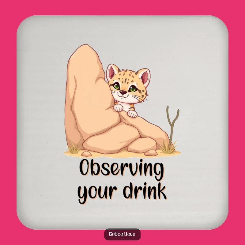 Funny Bobcat Coasters (Set of 4): Protect Surfaces with Desert Wildlife Charm, Funny Gift