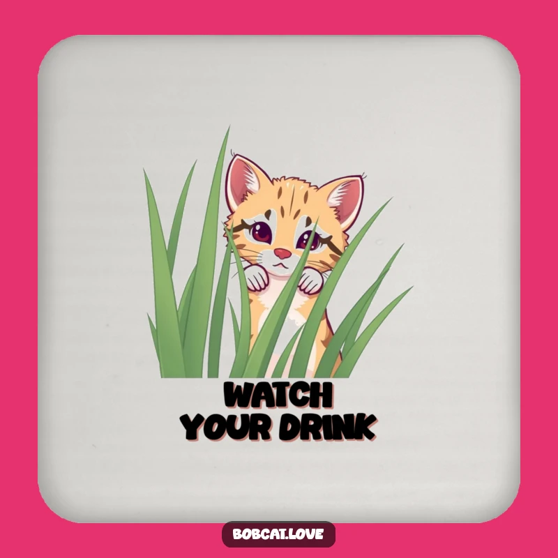 Funny Curious Bobcat Coaster - Protect Surfaces with Wild Charm