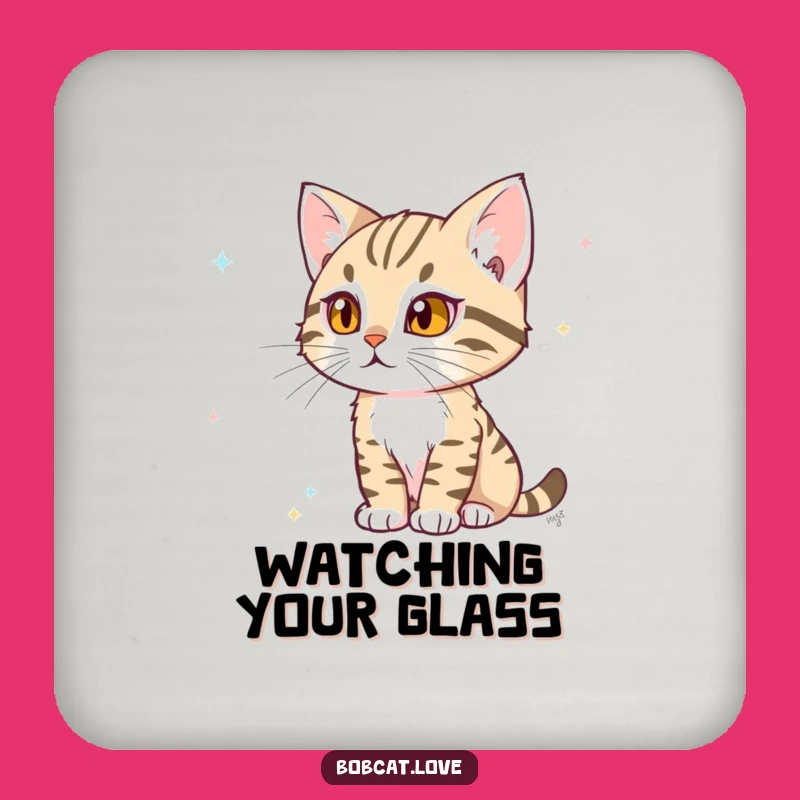 Funny Determined Bobcat Coasters (Set of 4): Focused Wildlife Protection, Great Funny Gift