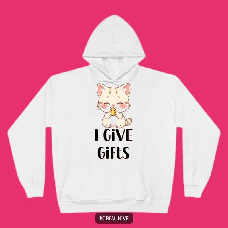 Funny Bobcat Birdy Offering Hoodie: Cozy Comfort and Heartwarming Humor