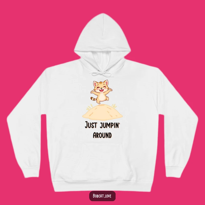 Funny Bobcat Dune Hoodie: Cozy Leaping Feline, Great Desert Funny Gift