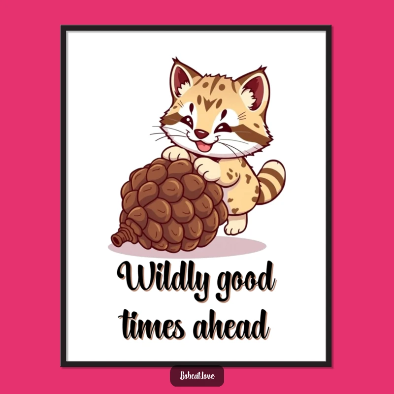 Free Printable Bobcat Wall Art: Pouncing Pinecone Humor for Wild Decor