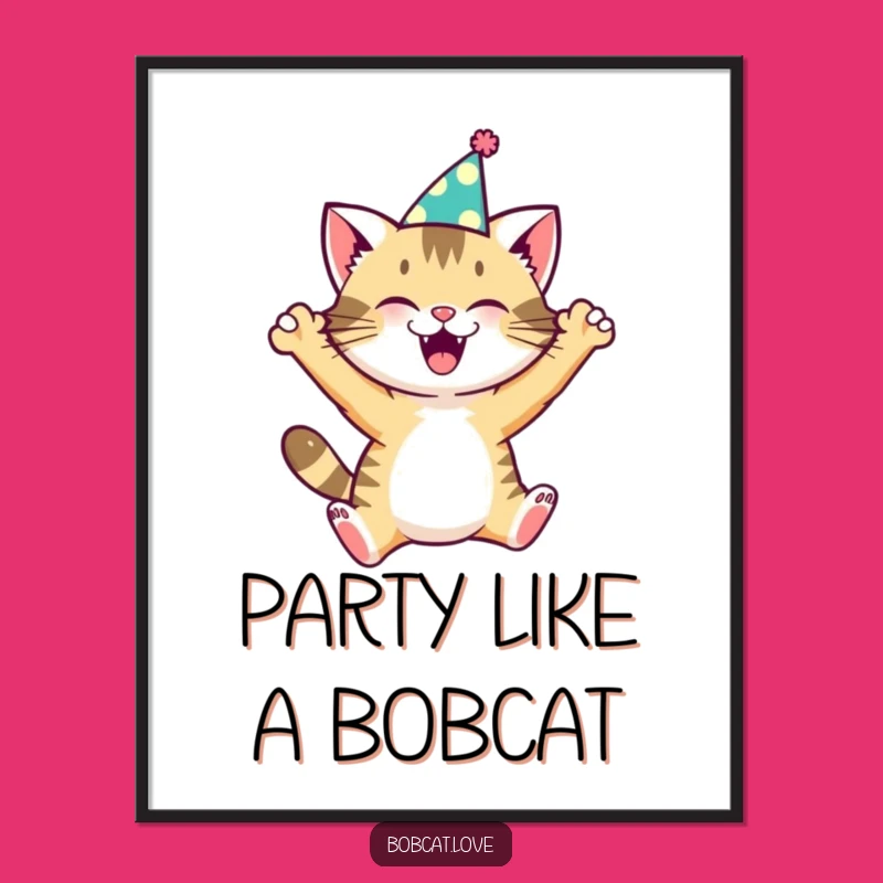 Free Printable Wall Art: Funny Party Bobcat, Hilarious Downloadable Decor for Your Home!