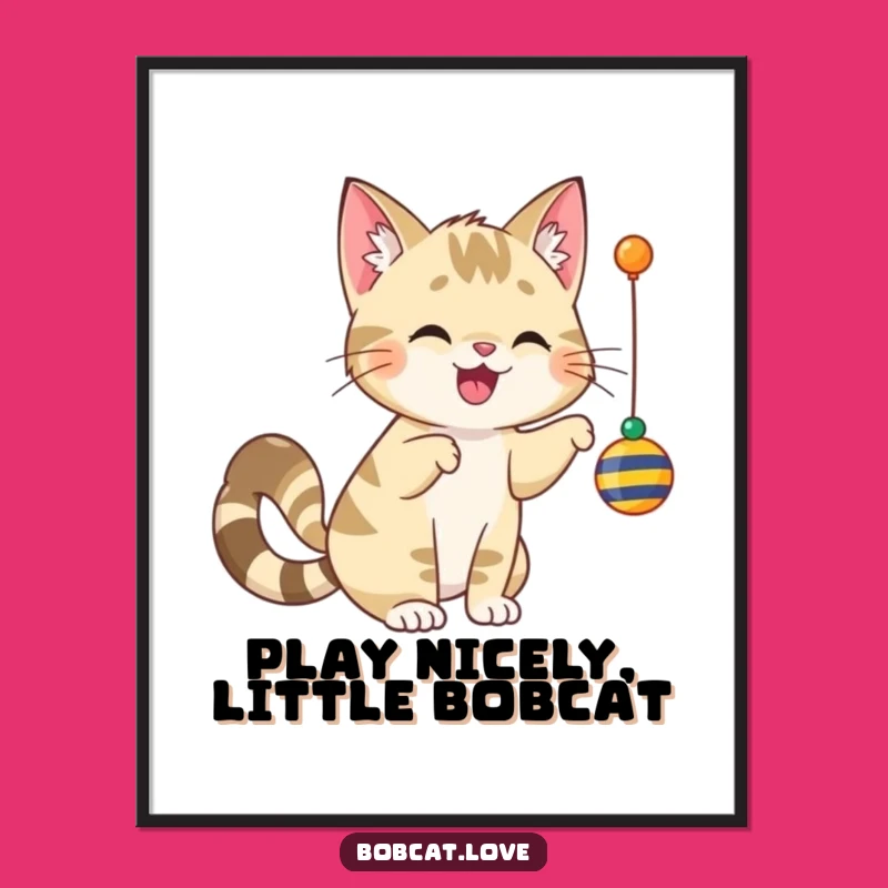 Free Printable Wall Art: Playful Bobcat Toy Time, Hilarious Downloadable Decor!