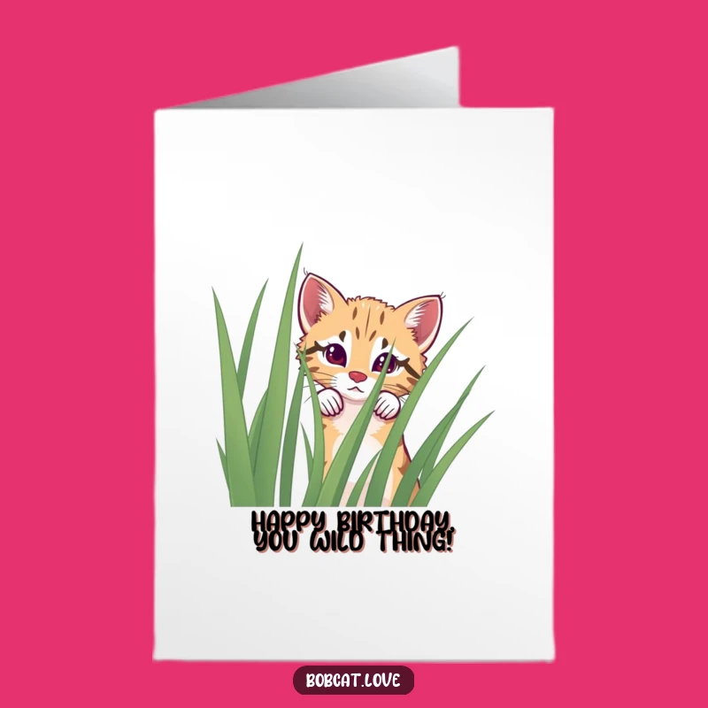 Free Printable Birthday Card: Curious Bobcat Peek Birthday Downloadable Gift