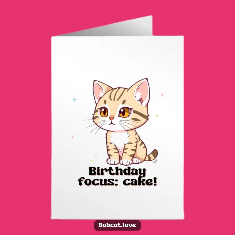 Free Printable Bobcat Birthday Card: Focused Hunter Peeking DIY Downloadable Funny Gift