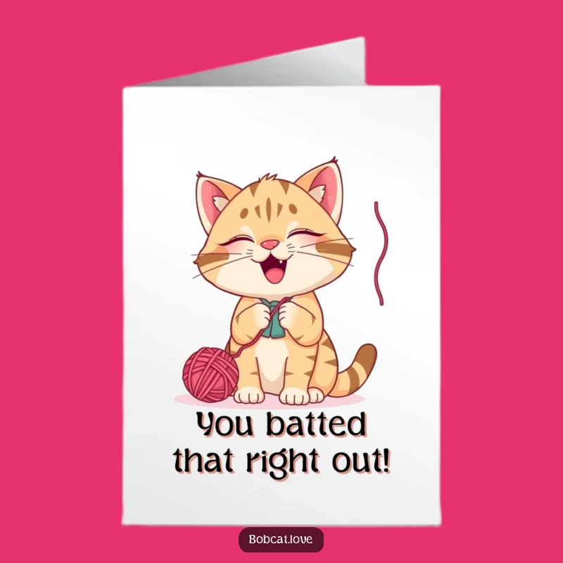 Free Printable Bobcat Card: Giggling Yarn Congrats for Tangled Success