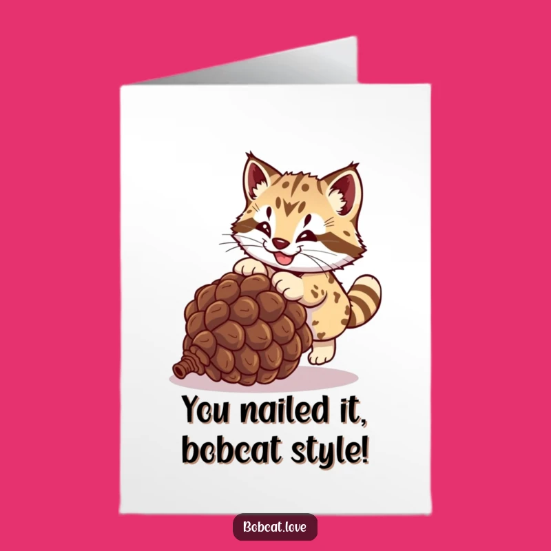 Free Printable Bobcat Card: Pouncing Pinecone Congrats for Trailblazing Success