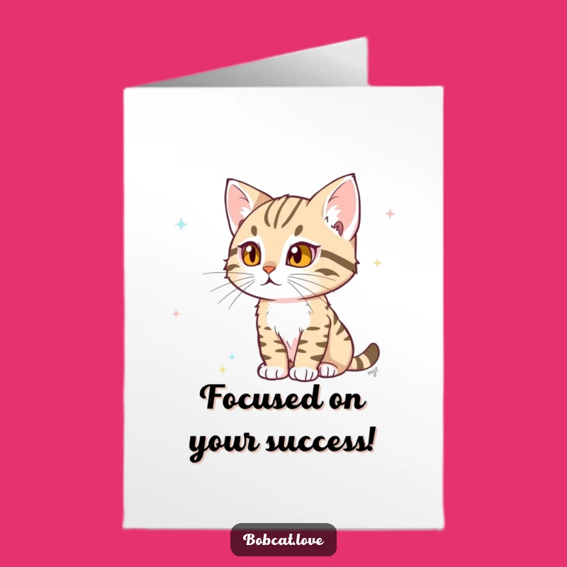 Free Printable Bobcat Congrats Card: Focused Hunter for Your Win Downloadable Funny Gift