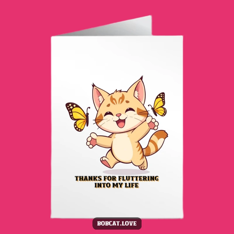 Free Printable Thank You Card: Energetic Bobcat Thanks, Sweet Downloadable Appreciation Gift!