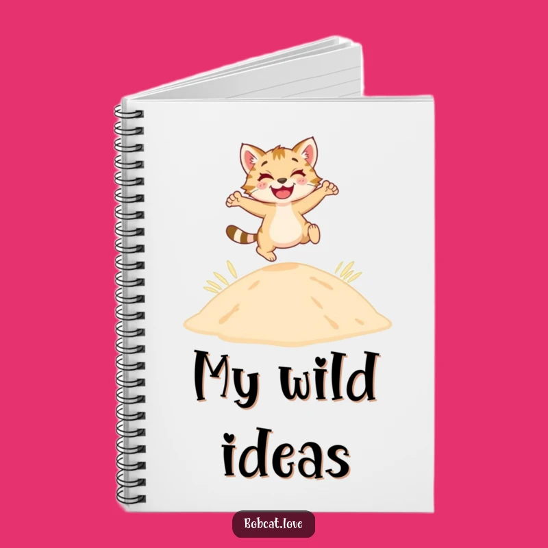Funny Bobcat Dune Notebook: Jot Down Ideas with Leaping Feline, Perfect Desert Funny Gift