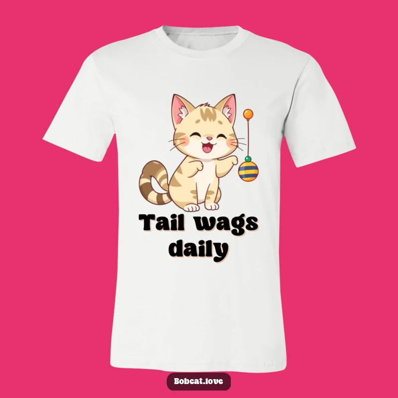 Funny Cheerful Bobcat T-Shirt - Joyful Tee for Playful Cat Fans