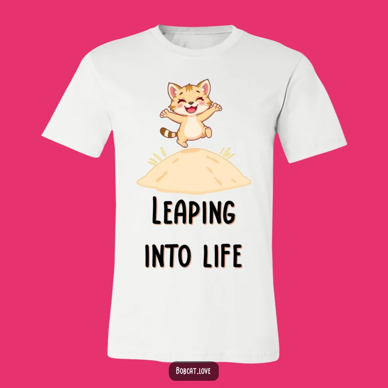 Funny Bobcat Dune Tee: Joyful Leaping Cat, Ideal Desert Funny Gift