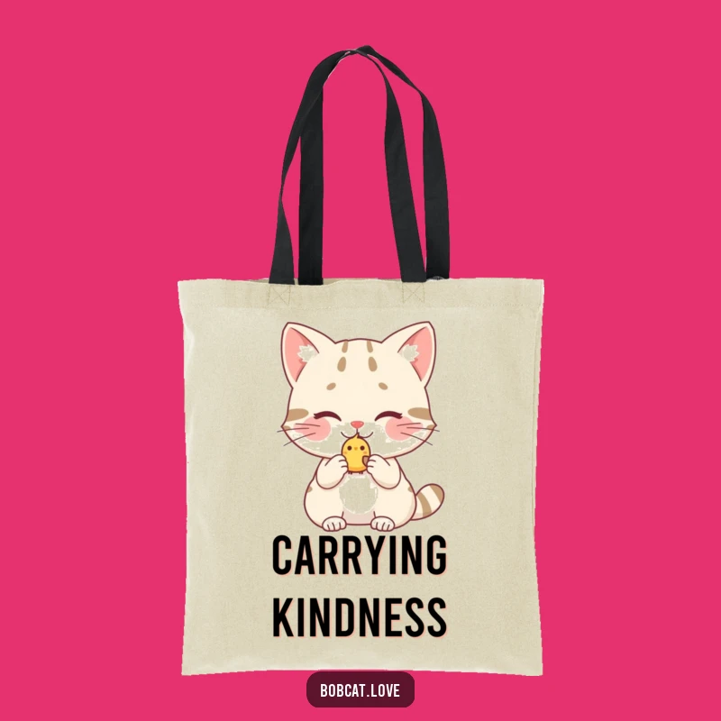 Funny Bobcat Birdy Offering Tote Bag: Stylish Accessory for Kind Hearts