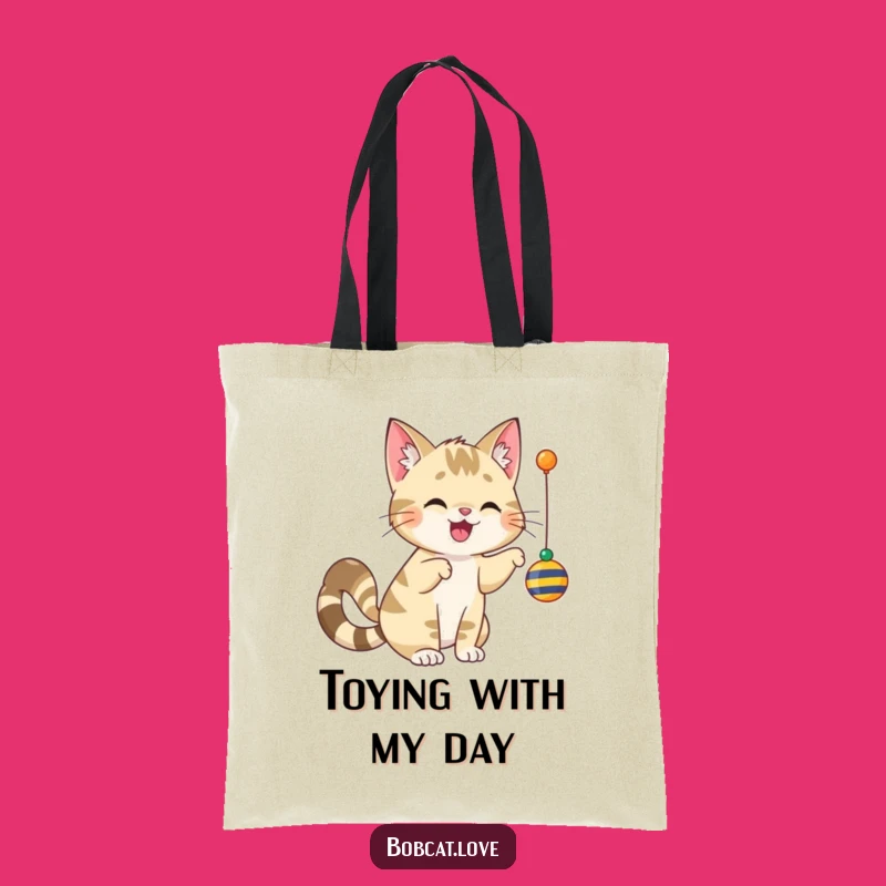 Funny Cheerful Bobcat Tote Bag - Stylish & Playful Companion for Errands